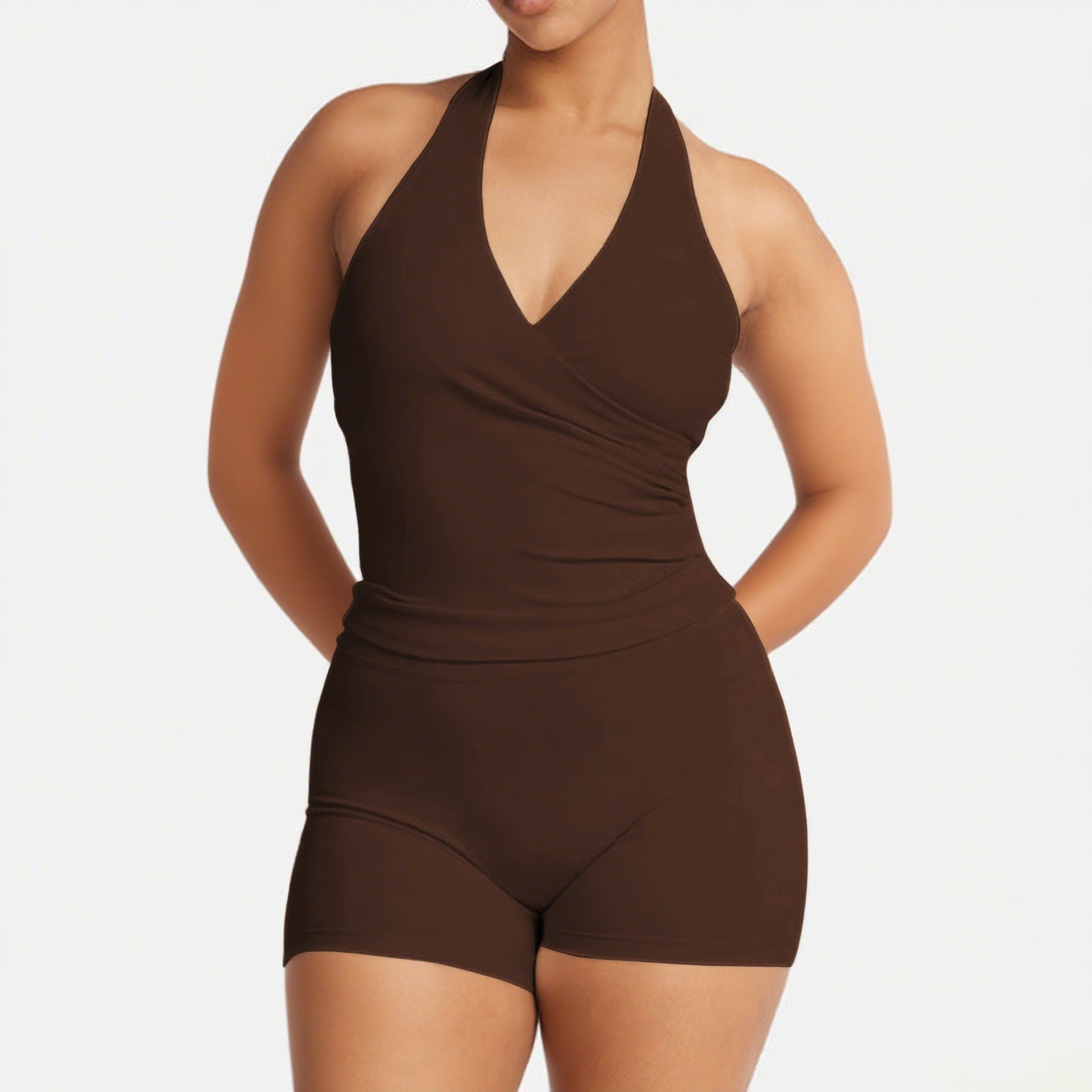 Sports Yoga Halter Tube Top and Shorts Two-Piece Set
