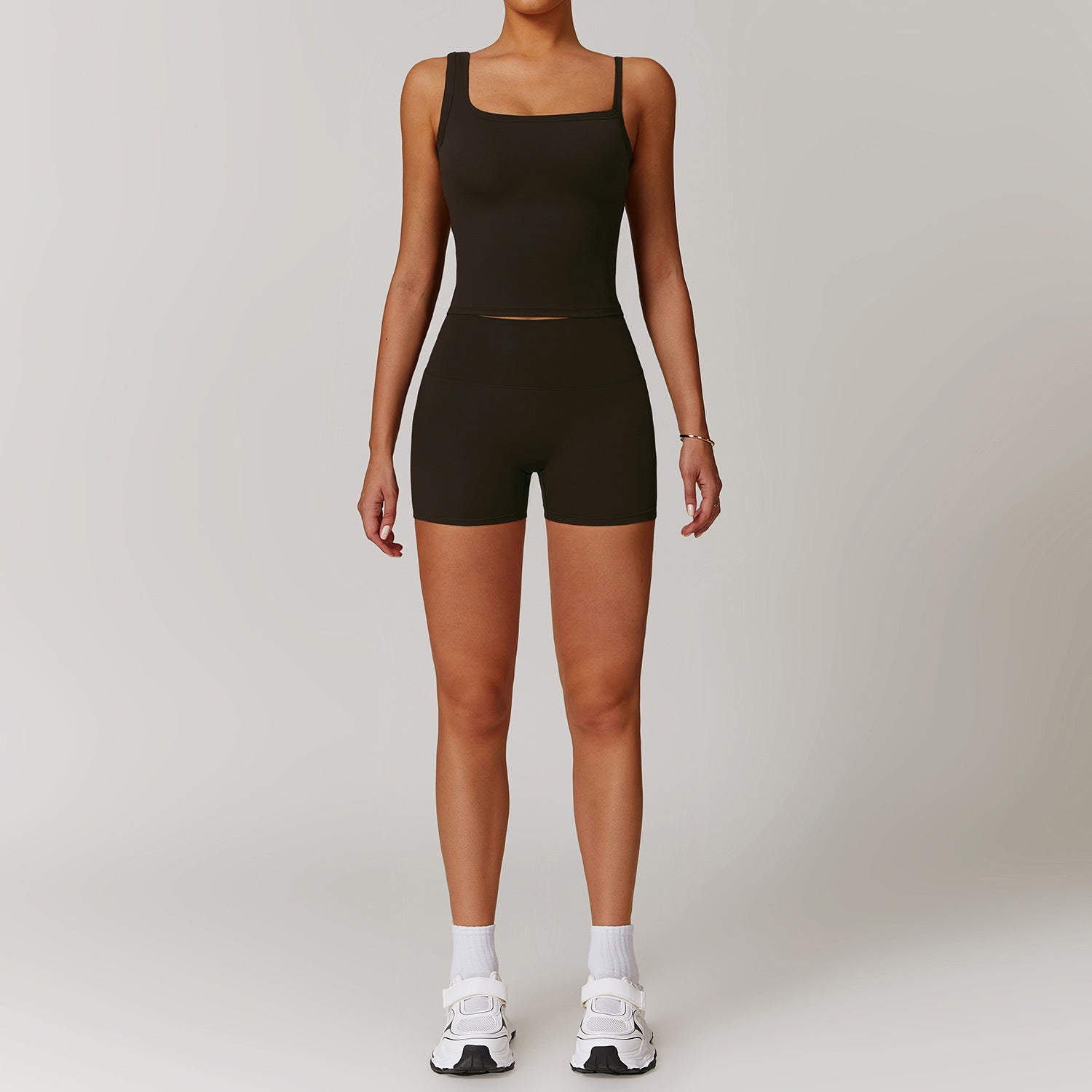 Quick drying tank+shorts yoga suit outdoor training suit running sports fitness suit set