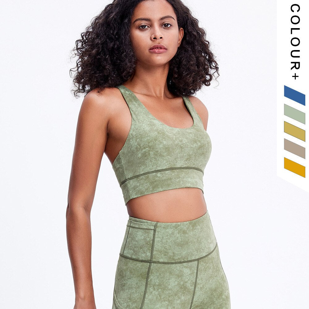 Matching set cross back bra and pocket leggings