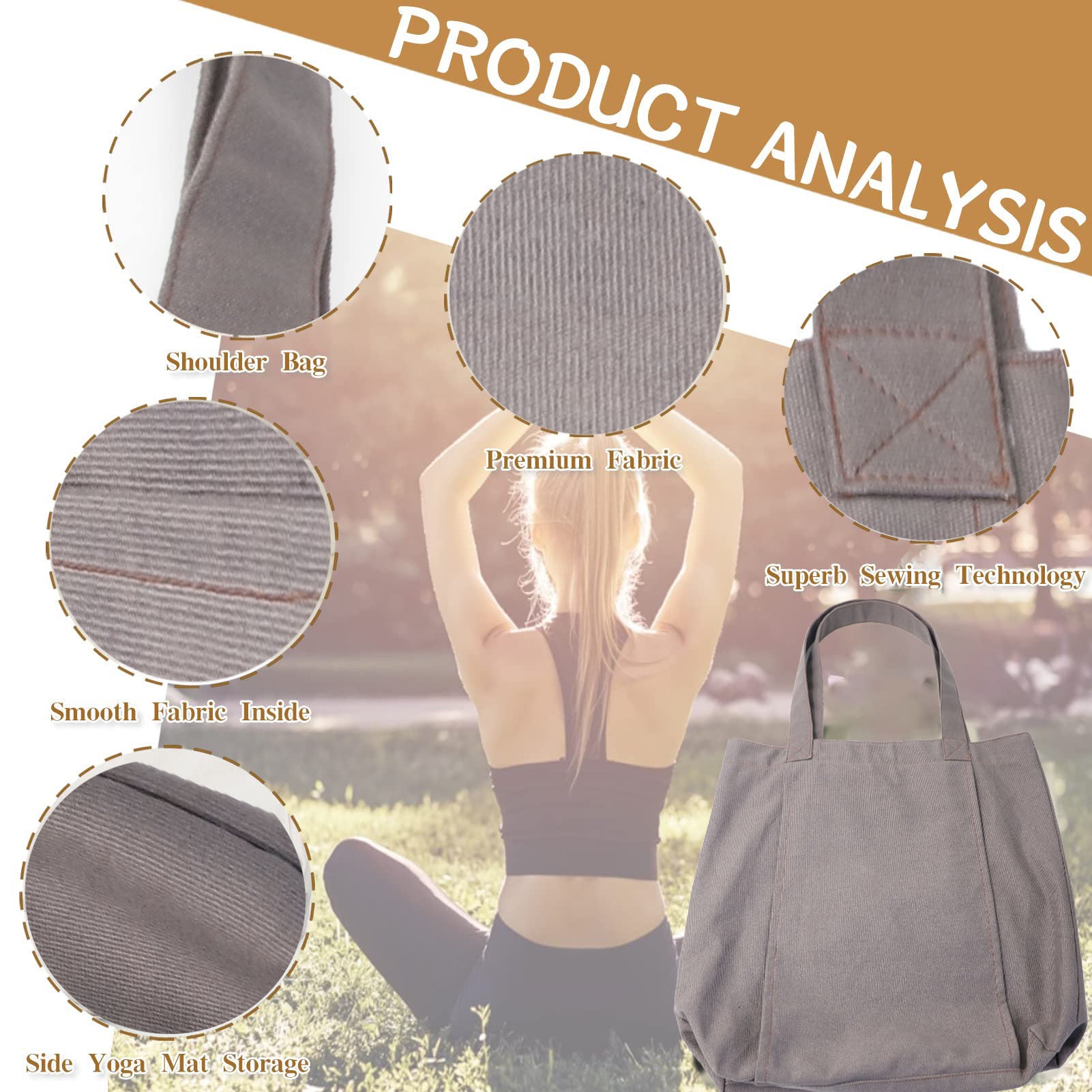 Yoga Pilates Mat Bag Canvas Tote Bag