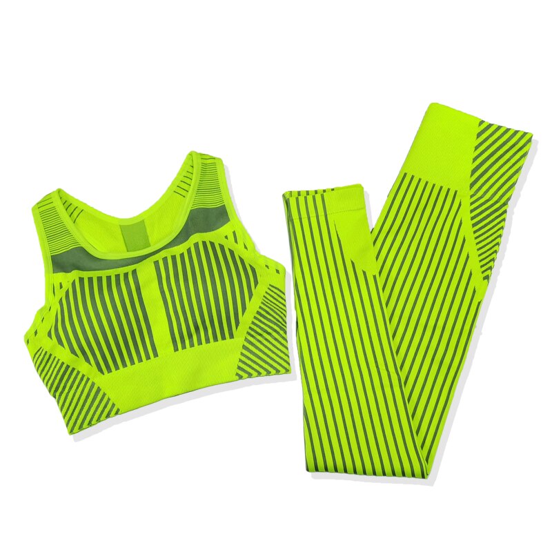 Striped Seamless Women Yoga Set for Fitness Sports Suits Gym Wear Clothing Running Sports Bra and Leggings