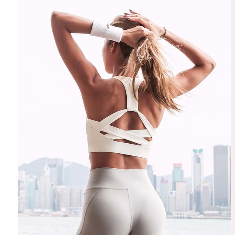 Fashion strappy back sports bra