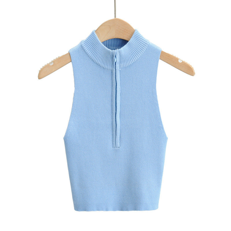 Ribbed half zip vest