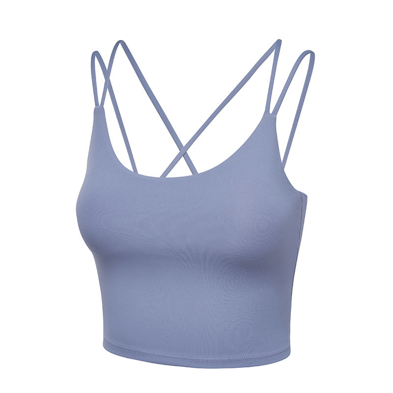 Strappy back long line sports bra