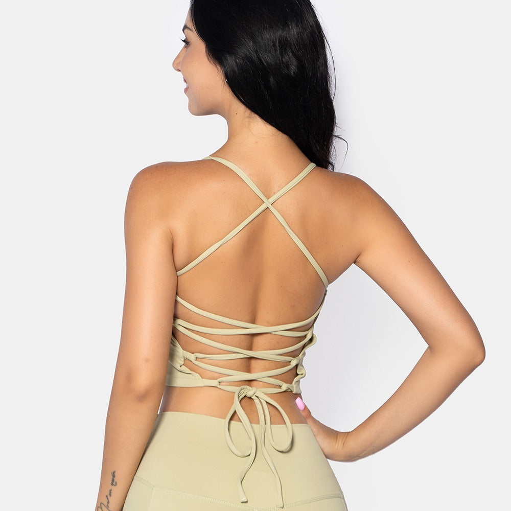 Tie back sports bra