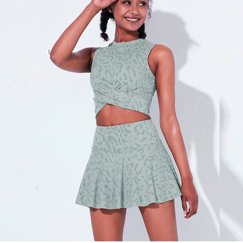 Leopard Women's Top and Skort Set