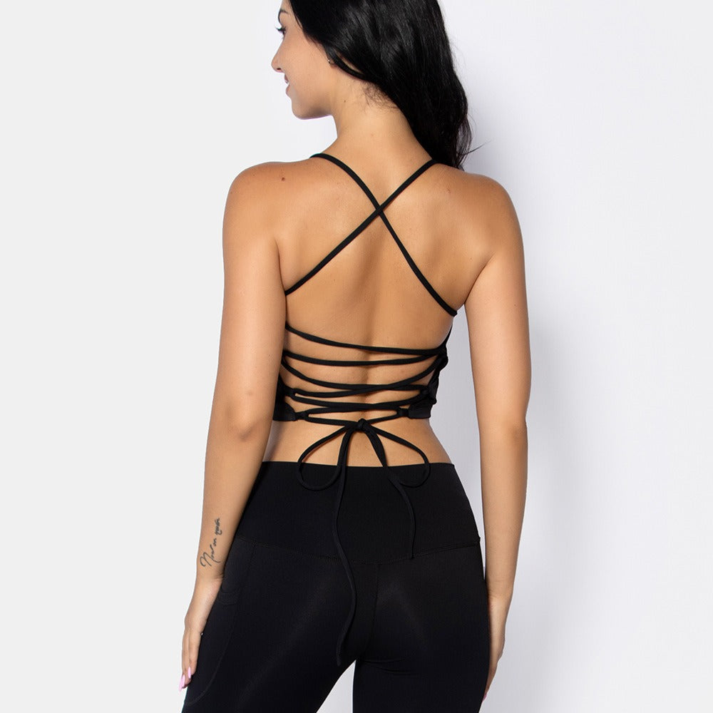 Tie back sports bra