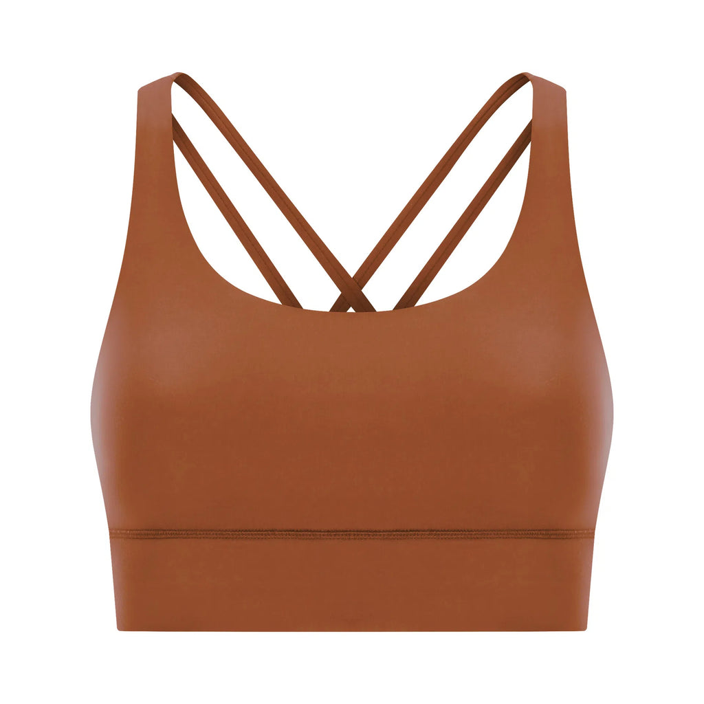 Cross back long line sports bra