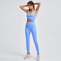 Ribbed Twist Sports Bra & Seamless Leggings 2pcs Set Women