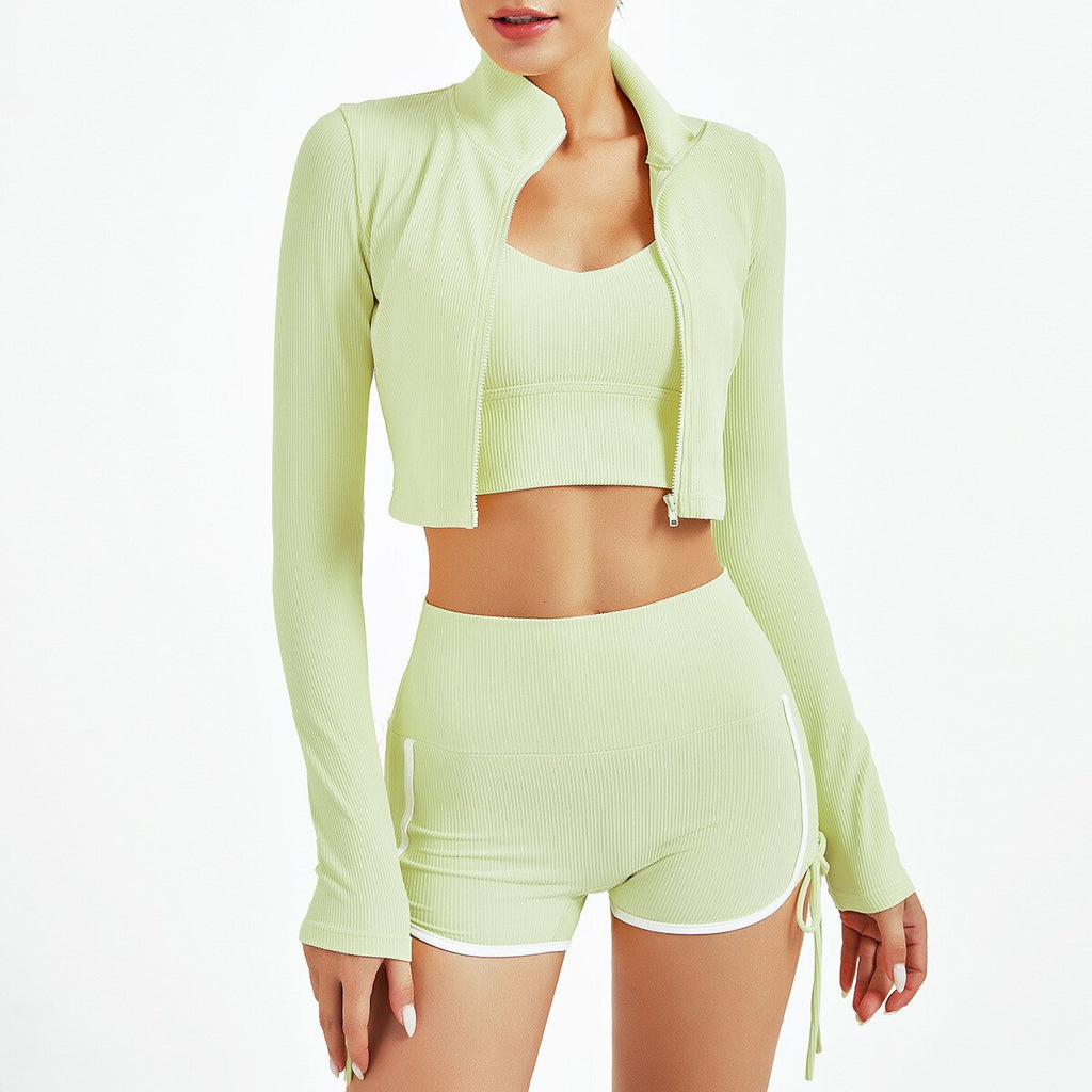 Cropped jacket and shorts set (bra not included)