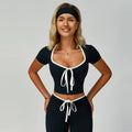 Color Block Trimmed High-Waisted Flared Fitted Yoga Set for Women Casual Outdoor Sports Suit