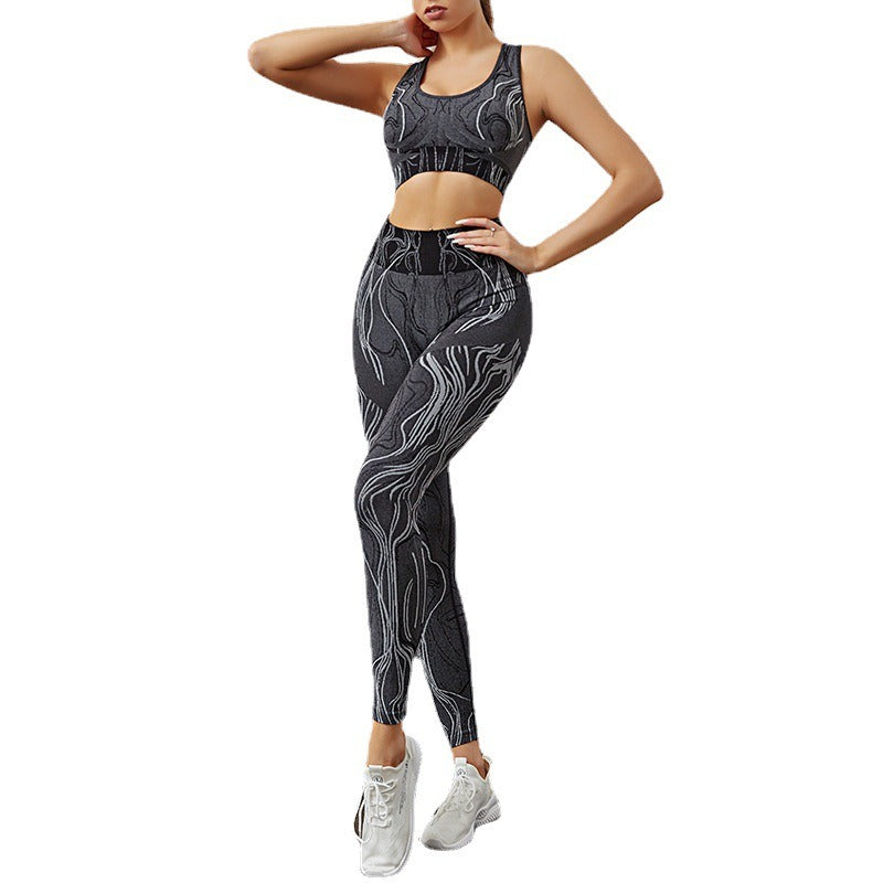 Fashion print sports bra and leggings set
