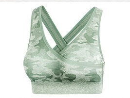 Camouflage 3-piece long sleeved top, sports bra, and leggings