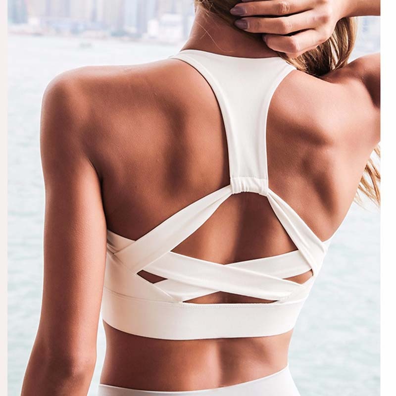 Fashion strappy back sports bra