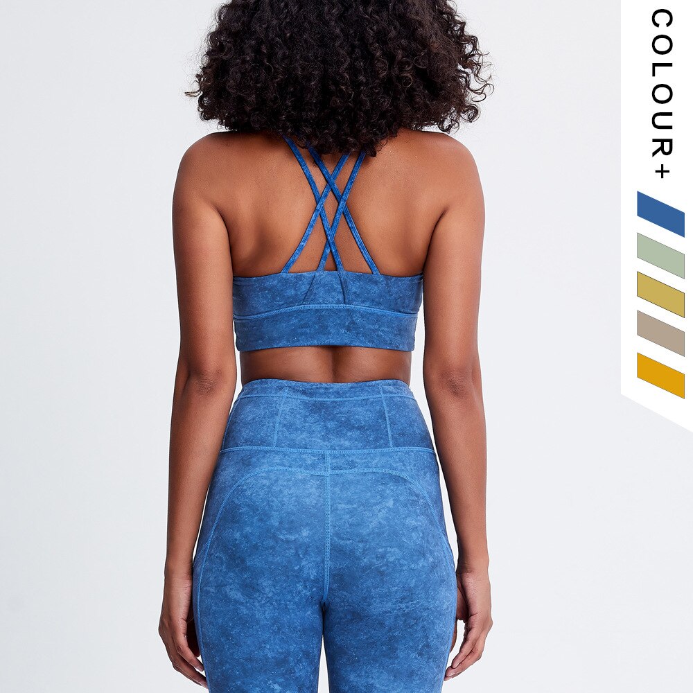 Matching set cross back bra and pocket leggings