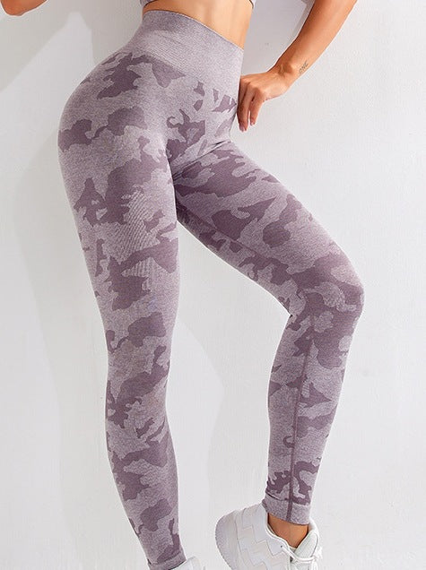 Camouflage 3-piece long sleeved top, sports bra, and leggings