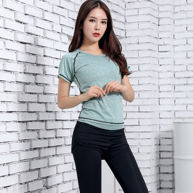 Women 5 Piece Set Short-sleeved shorts long pants Outdoor Sportswear Fitness