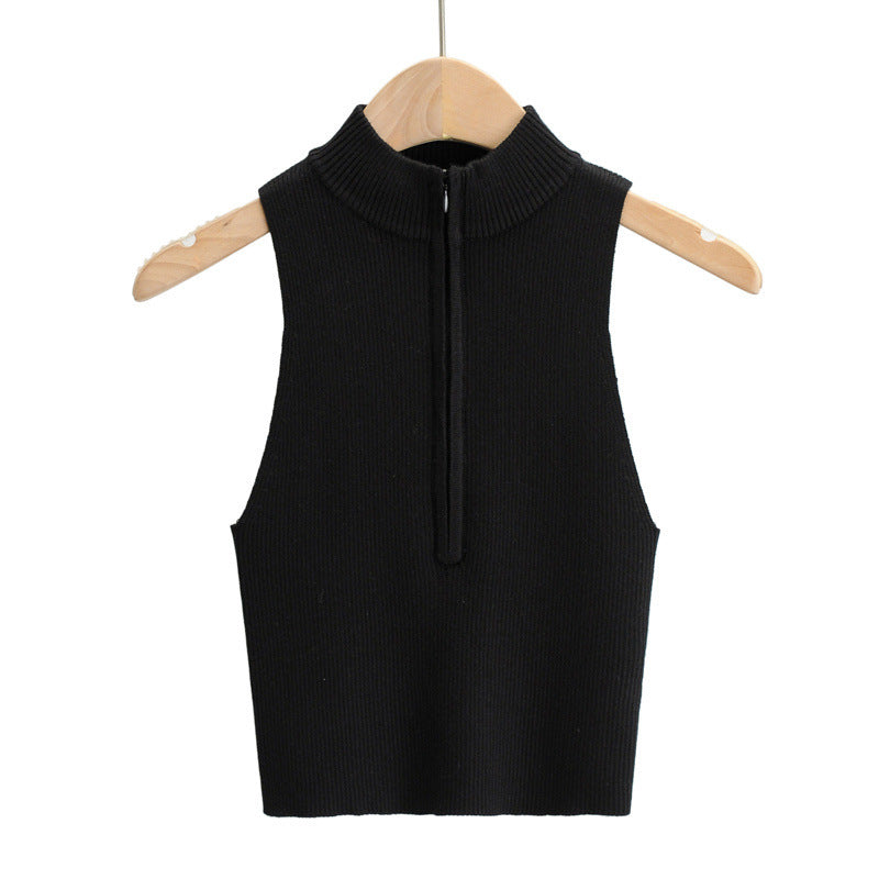 Ribbed half zip vest