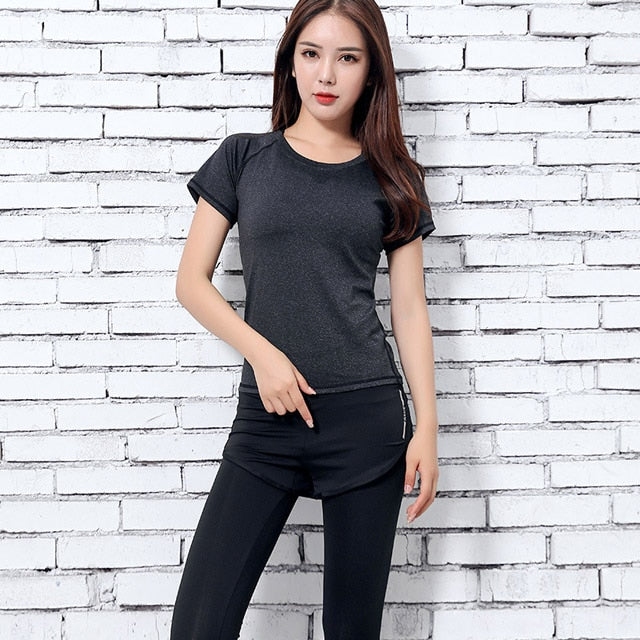 Women 5 Piece Set Short-sleeved shorts long pants Outdoor Sportswear Fitness