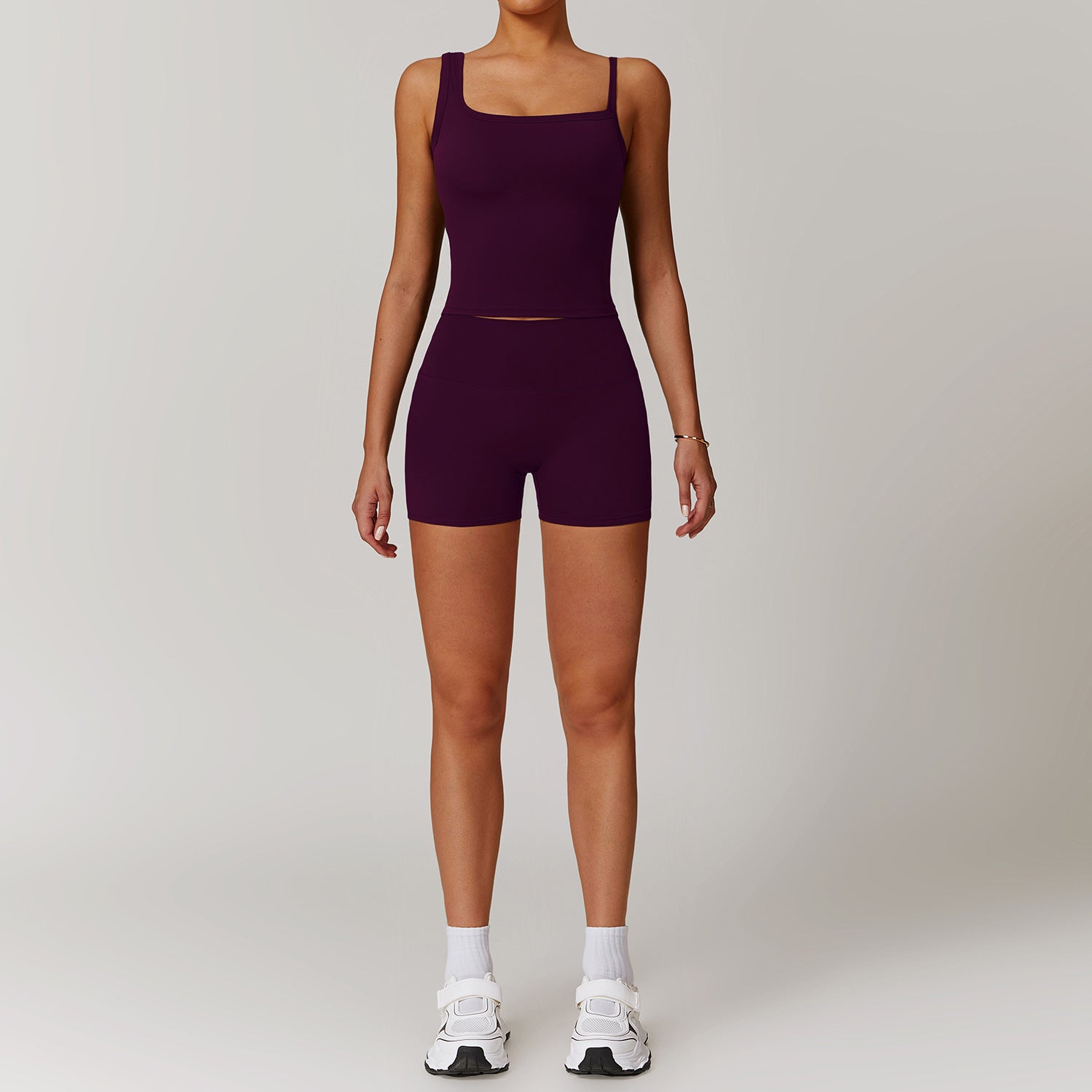 Quick drying tank+shorts yoga suit outdoor training suit running sports fitness suit set