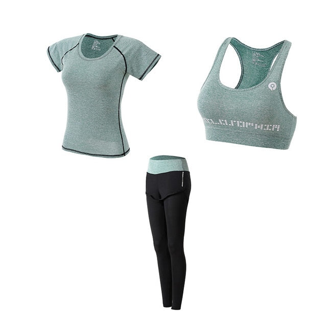 Women 5 Piece Set Short-sleeved shorts long pants Outdoor Sportswear Fitness