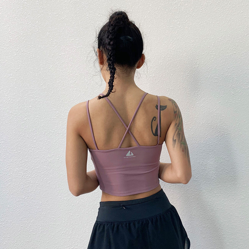 Strappy back long line sports bra