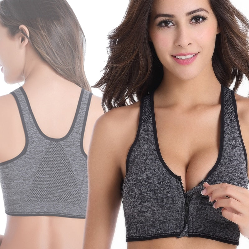 7 Colors Women Zipper Push Up Sports Bras,Padded