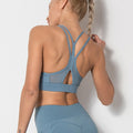 High impact sports bra with mess accents on back