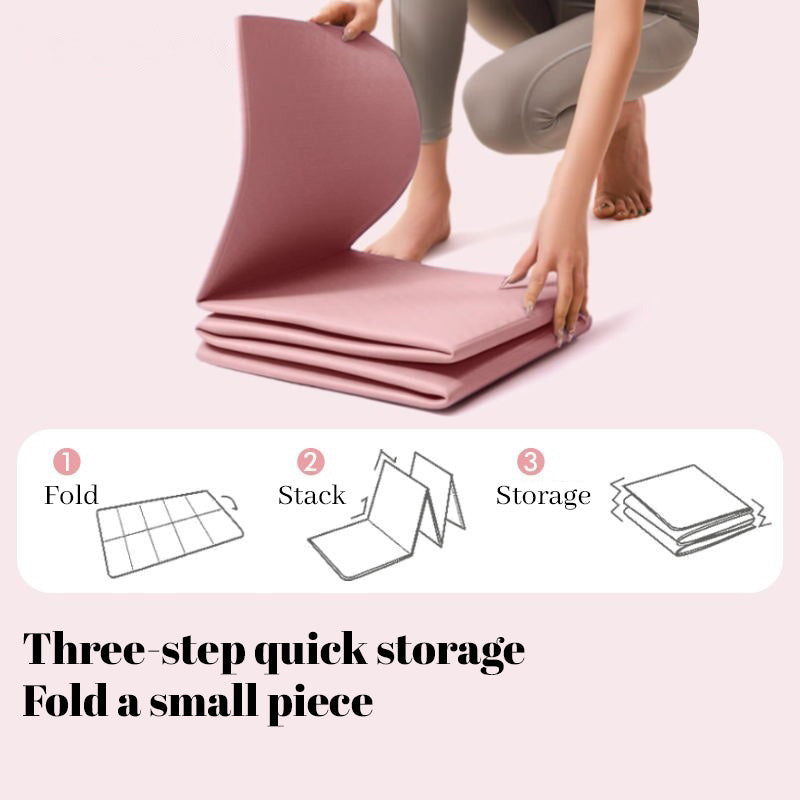 Foldable eco-friendly TPE yoga mat: double-sided, non-slip, for travel, exercise, Pilates & floor workouts