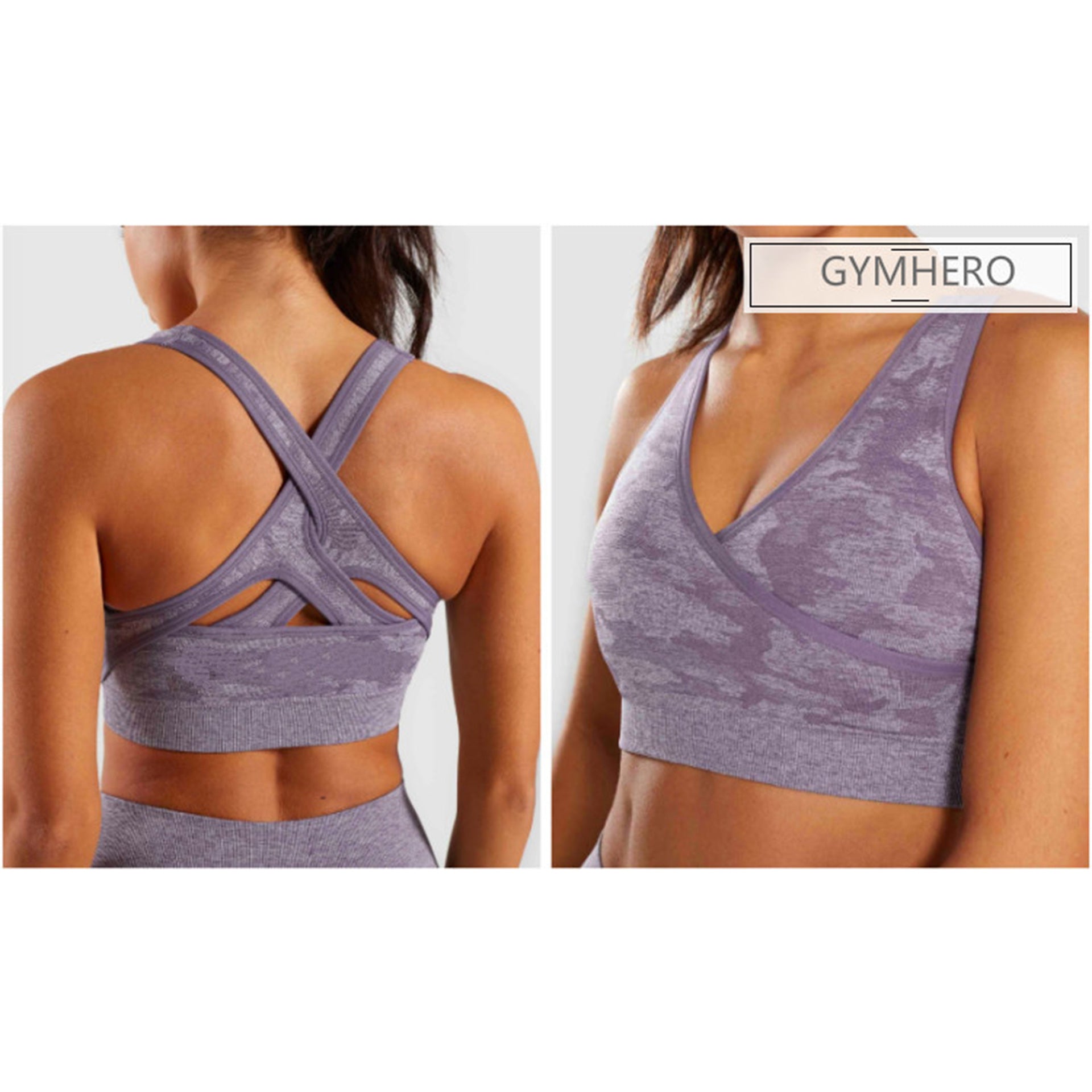 Cross Front Camouflage Seamless Sports Bra