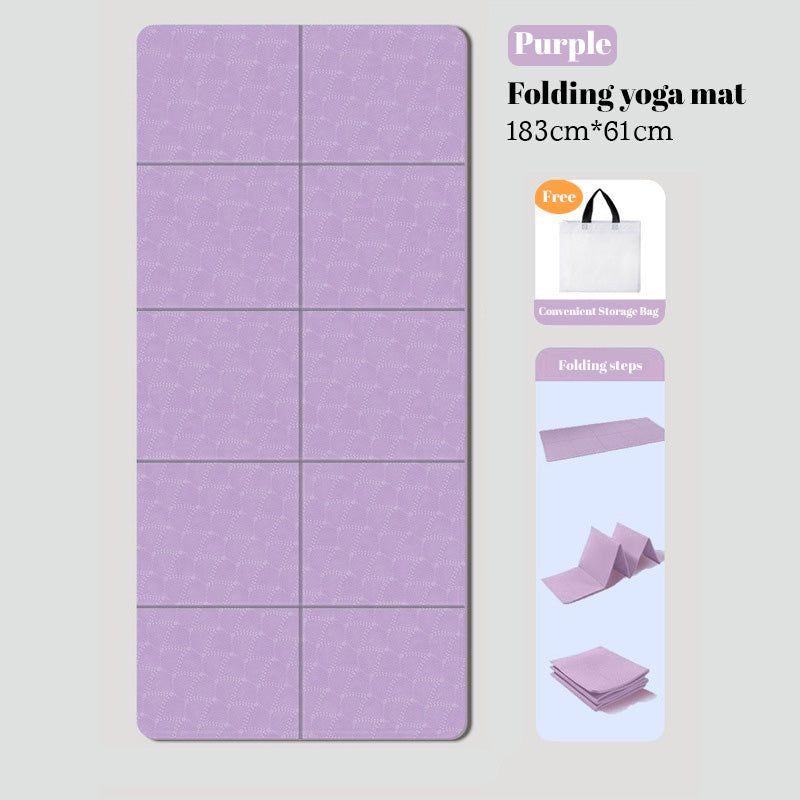 Foldable eco-friendly TPE yoga mat: double-sided, non-slip, for travel, exercise, Pilates & floor workouts