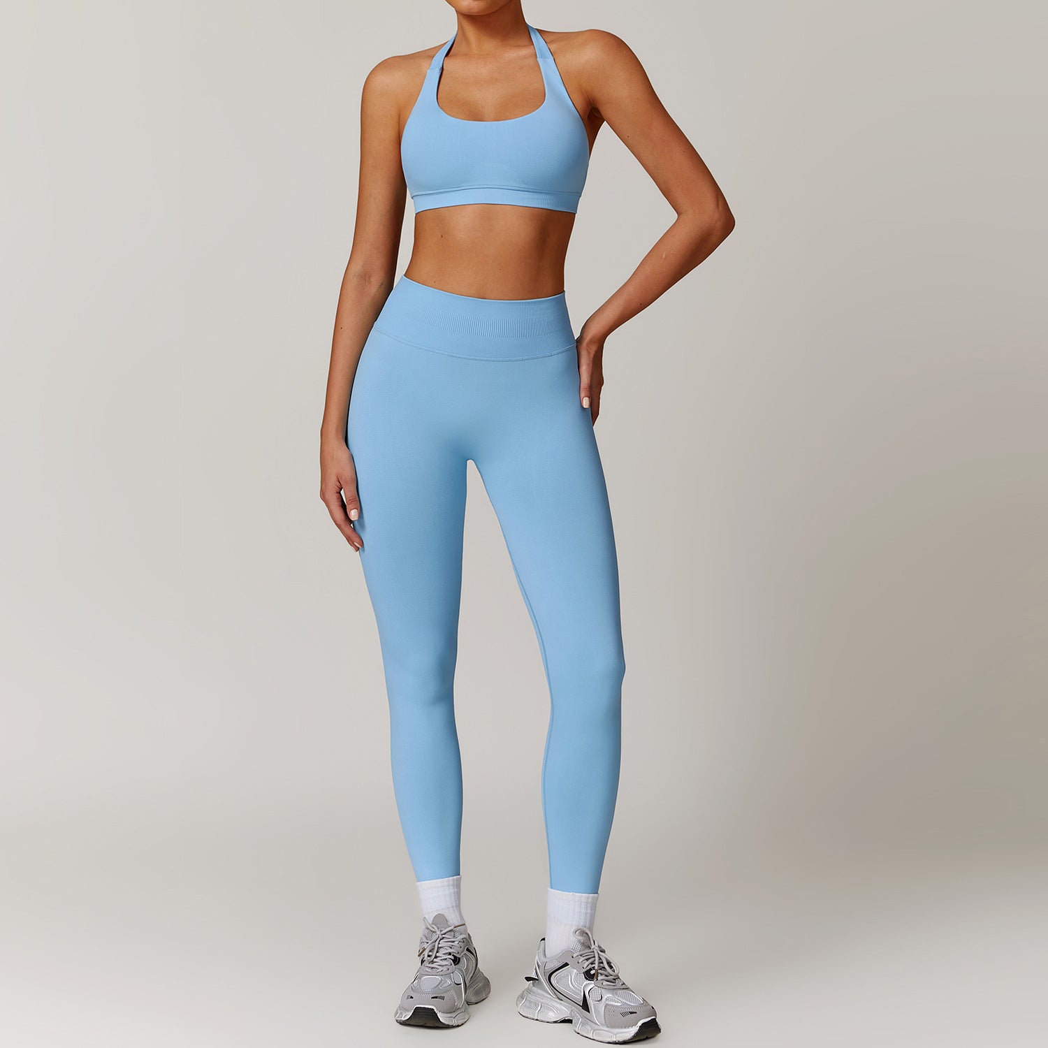 Halter sports bra+leggings set