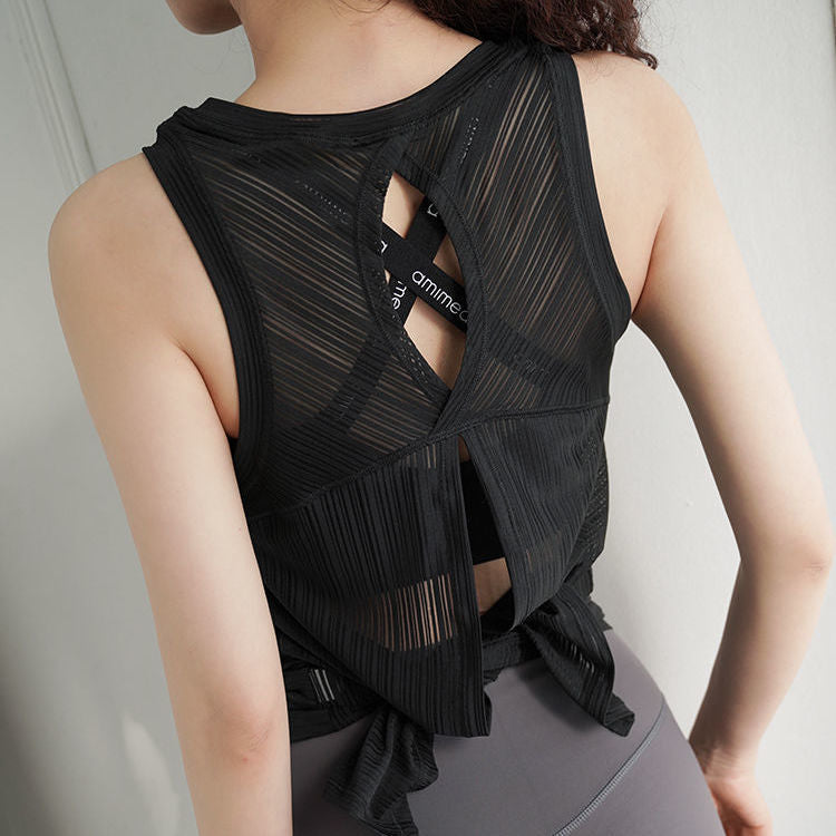 Open back sheer tank