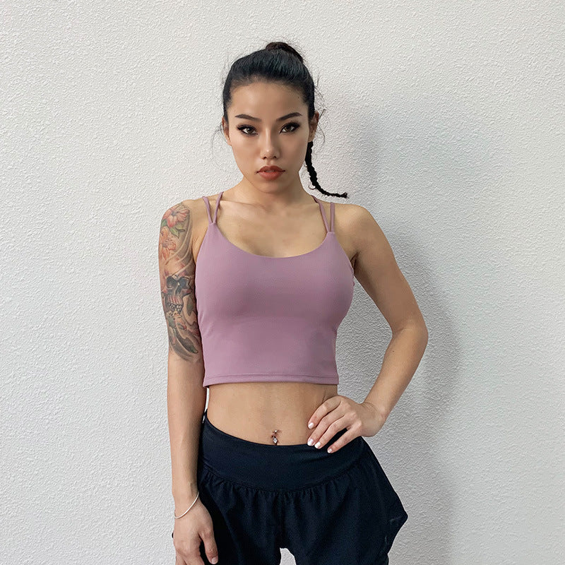 Strappy back long line sports bra