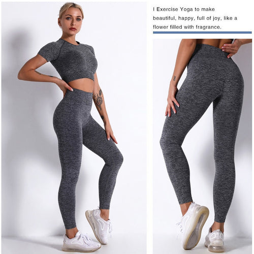 2Pcs/3Pcs/4Pcs Yoga Set Women Clotching Fitness Sportswear Seamless High Waist Leggings Shorts Shirt Crop Top Sport Bra