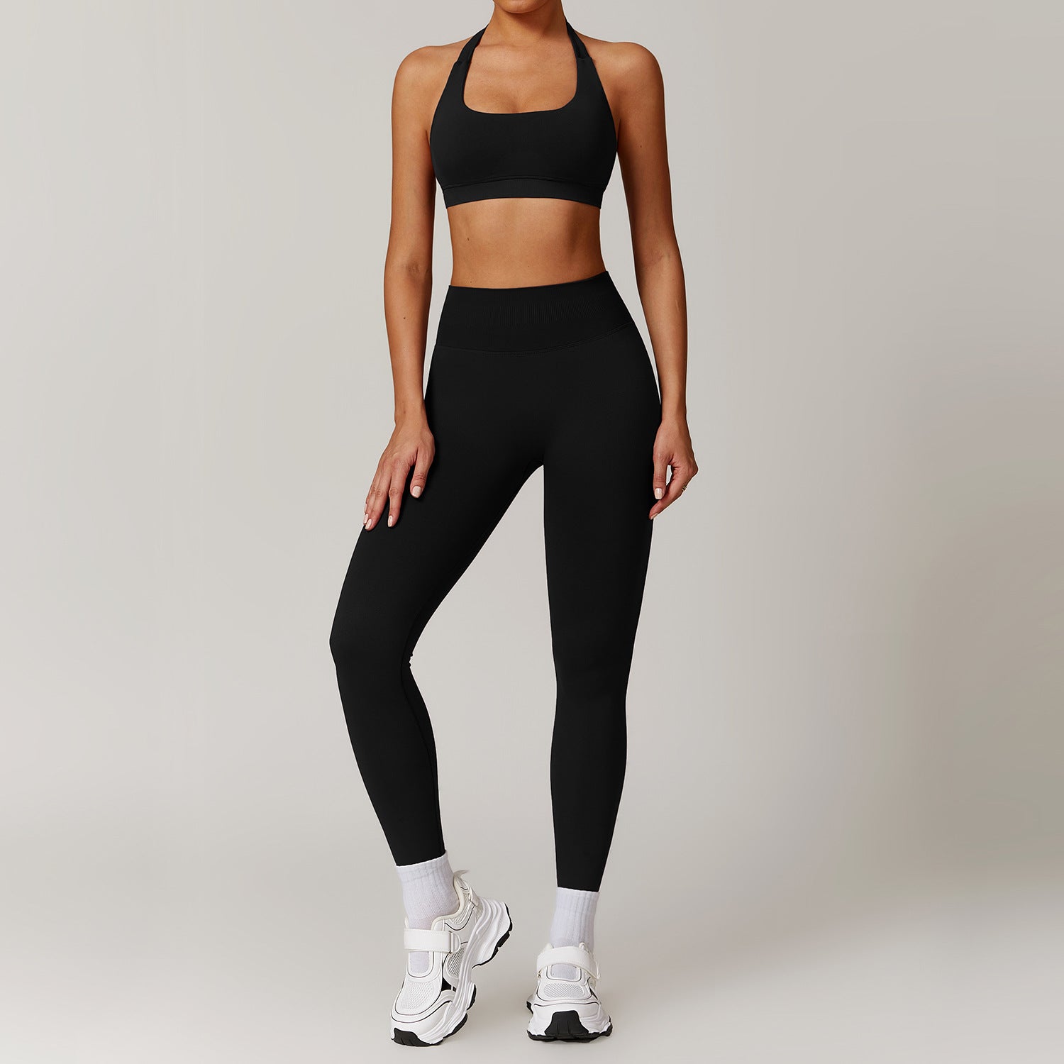 Halter sports bra+leggings set