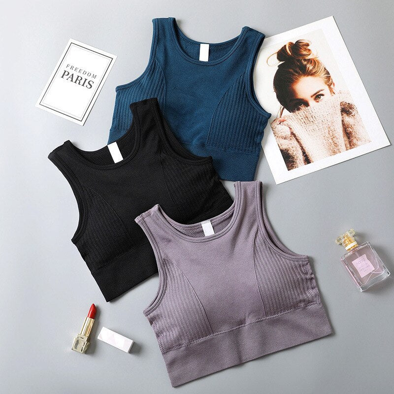 Comfort fit full back sports bra with cut out accents