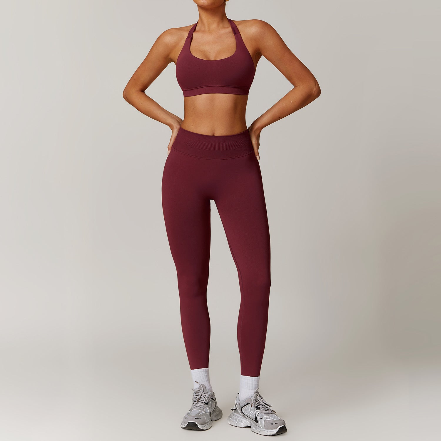 Halter sports bra+leggings set