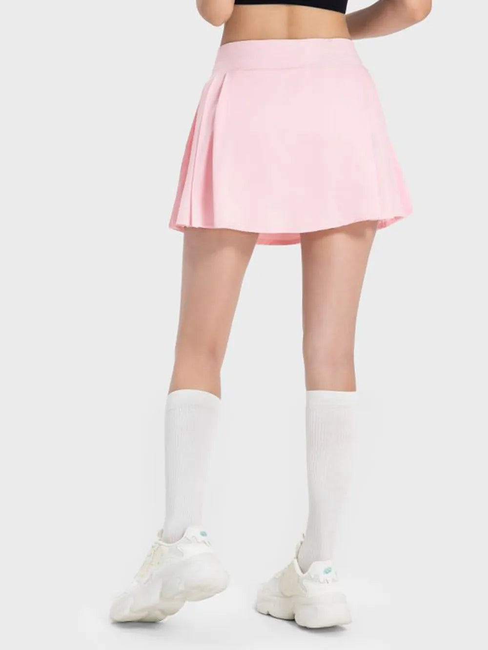Pleated Detail Mid-Rise Waist Active Skort