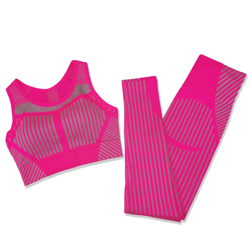 Striped Seamless Women Yoga Set for Fitness Sports Suits Gym Wear Clothing Running Sports Bra and Leggings