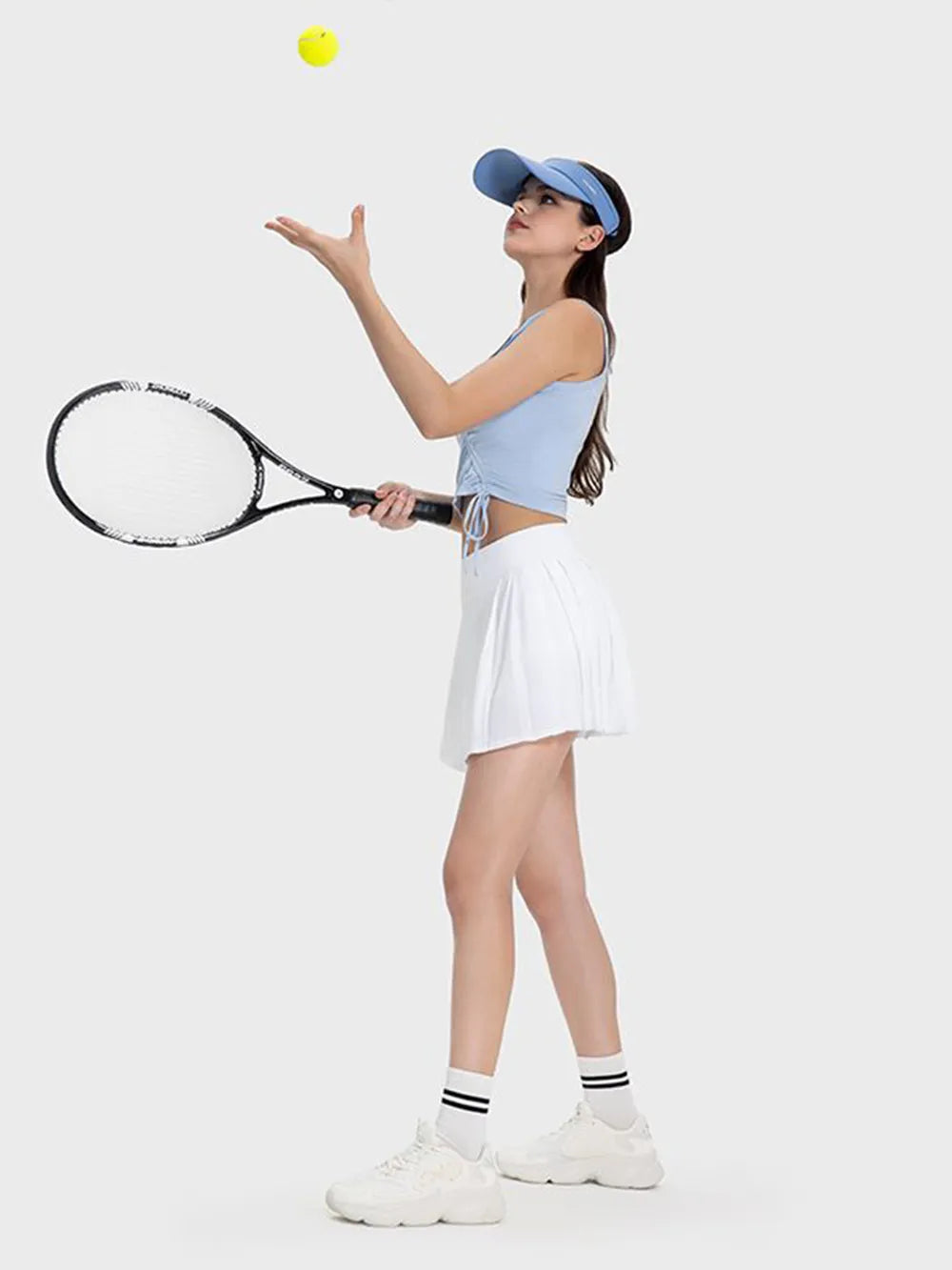 Pleated Detail Mid-Rise Waist Active Skort