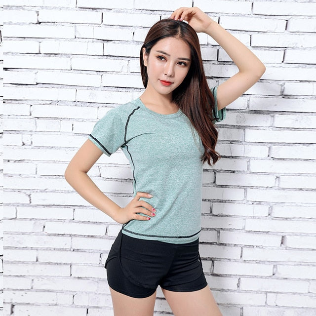 Women 5 Piece Set Short-sleeved shorts long pants Outdoor Sportswear Fitness