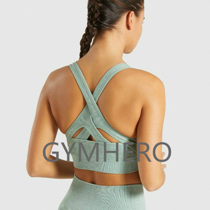 Cross Front Camouflage Seamless Sports Bra
