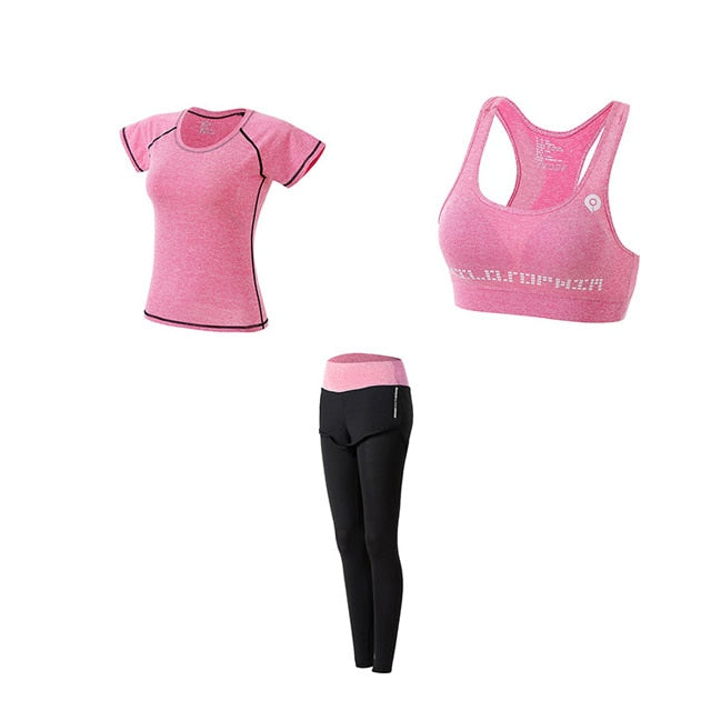Women 5 Piece Set Short-sleeved shorts long pants Outdoor Sportswear Fitness