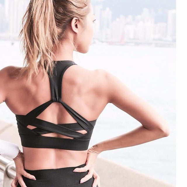 Fashion strappy back sports bra