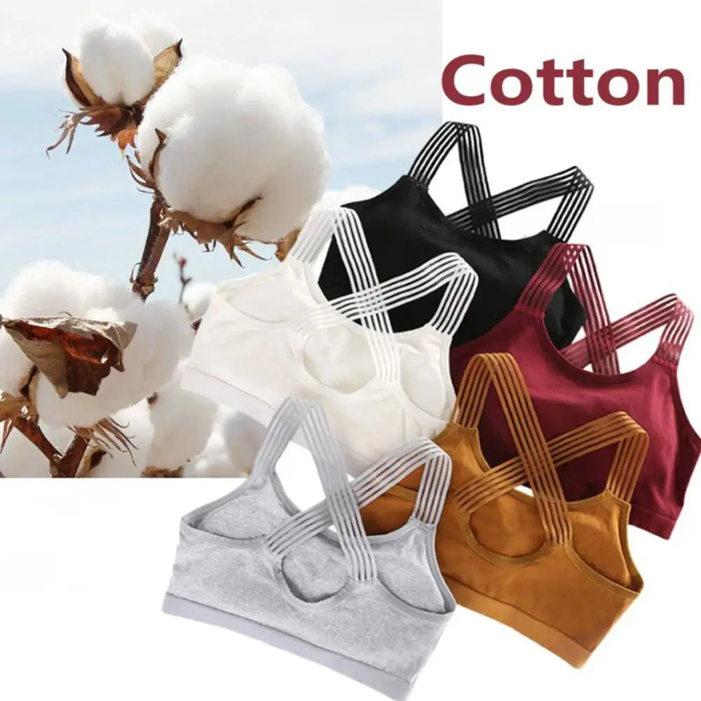 Cotton Cross Back Sports Bra