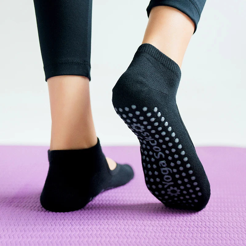 Women High Quality Pilates Socks Anti-Slip Breathable Backless Yoga Socks Ankle Ladies Ballet Dance Sports Socks