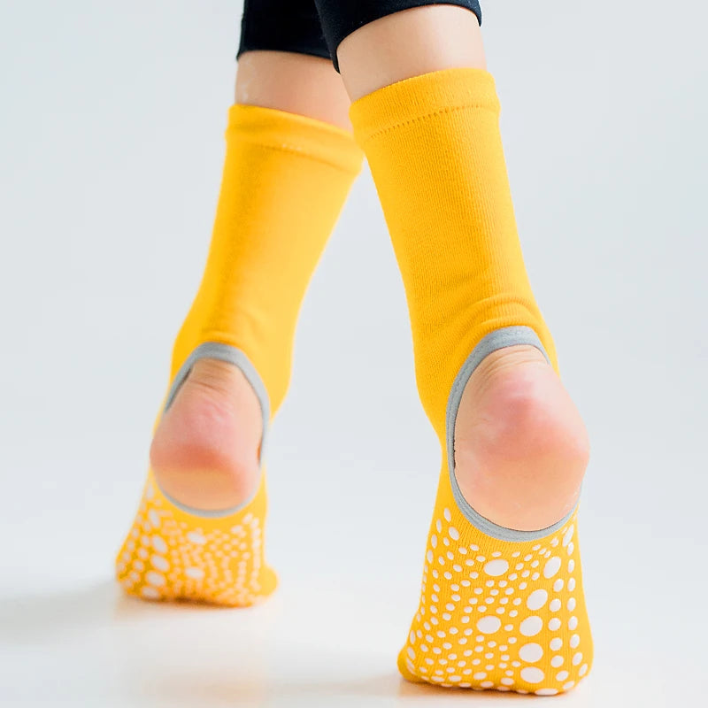 Two Toe Yoga Socks Silicone Non Slip Quick-Dry Pilates Sock Foot Heel Cotton Ventilation Ballet Dance Sock