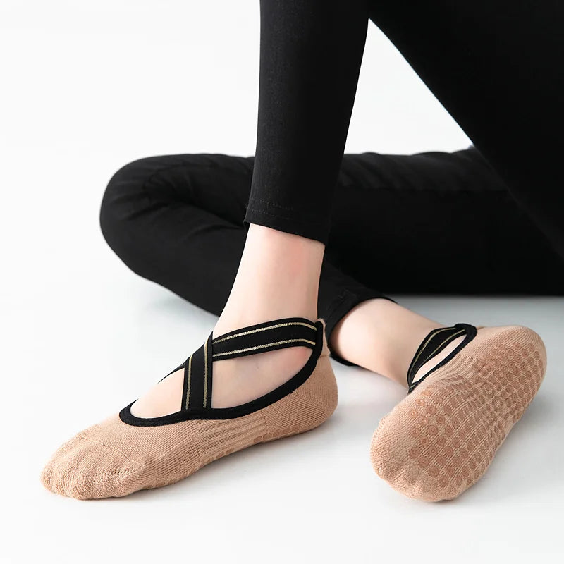 High Quality Bandage Yoga Socks Anti-Slip Towel Bottom Pilates Sock Breathable Quick-Dry Backless Barre Dance Socks